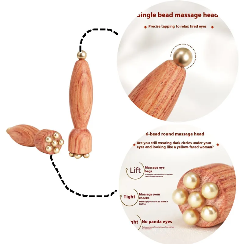 

1PC Handheld Lotus Seedpod Beauty Brass & Rosewood Facial Gua Sha Tool Eye Relaxation Spot Meridians Acupoint Massage