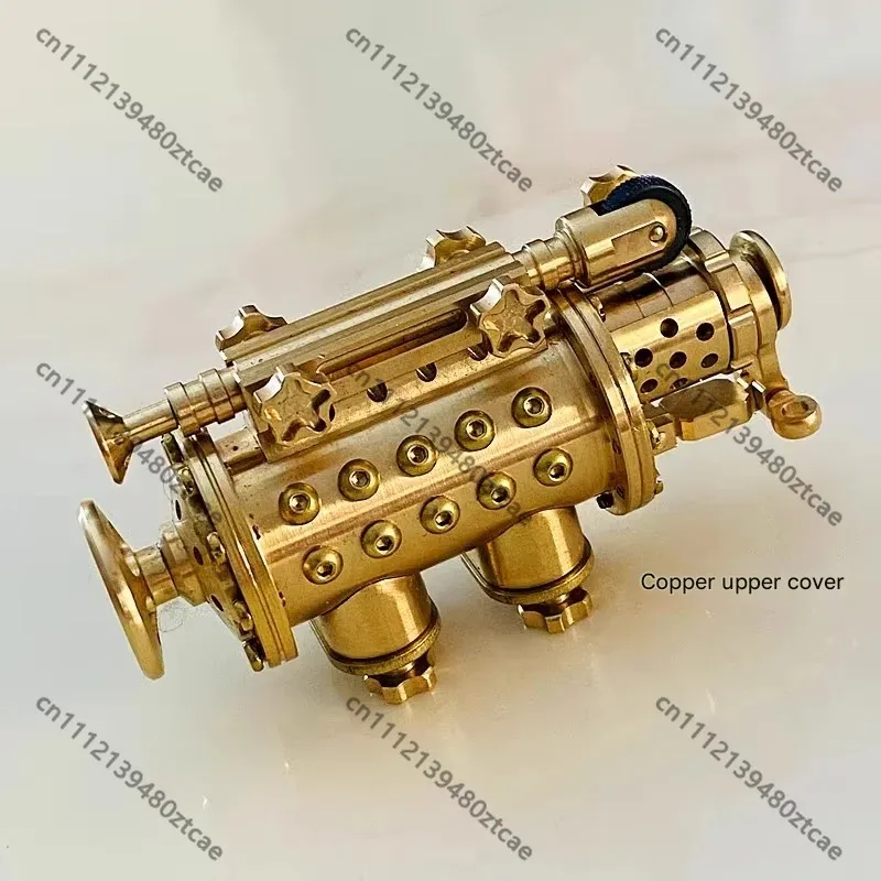 Steampunk Steam Engine Retro Lighter, 99.9% Pure Copper Craft, Classic Flint Ignition Design, Empty Refillable for Lamp Oil