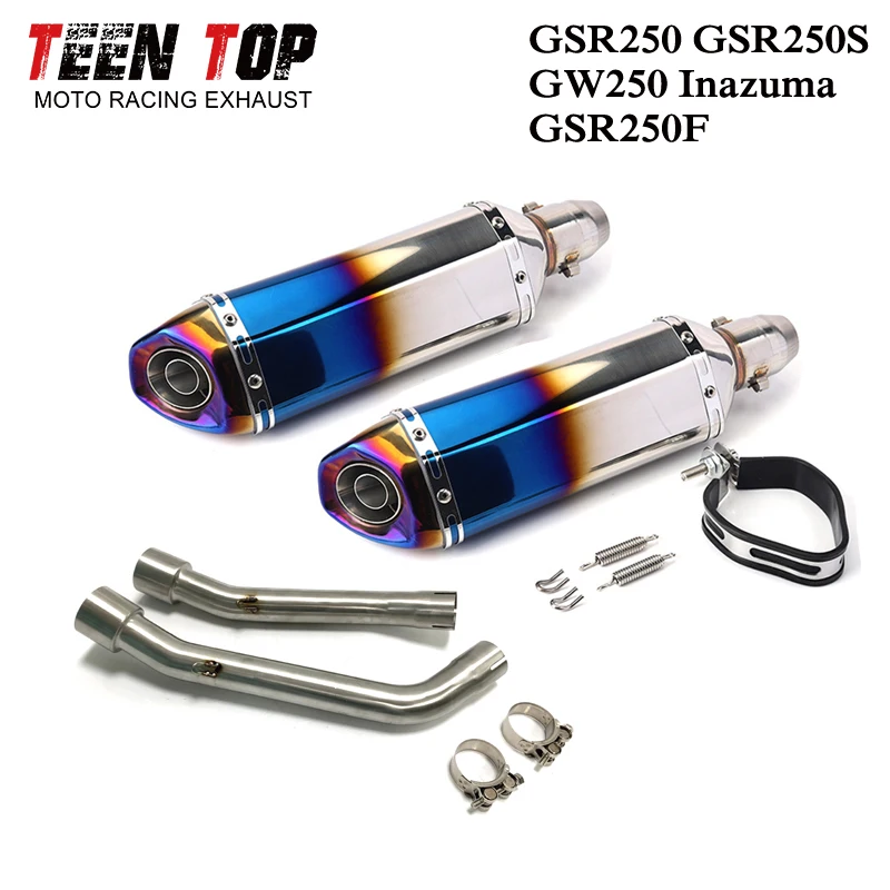 For Suzuki Exhaust GSR250 GSR250S GSR250F GW250 Motorcycle Exhaust System 2012-2017 51mm Muffler GW250 Muffler Silencer Moto