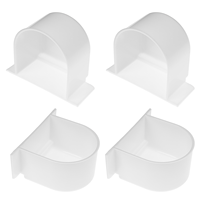 4 Pcs Semicircle Bird Feeder Food Container Cage Accessories White Dispenser Easy Install Clean Small Portable Parrot