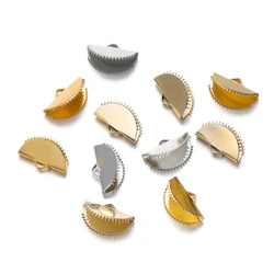 30Pcs/Lot 13/15/20mm Alloy Ribbon Leather Cove Clasps Crimps Beads Cord End Caps Clip Fastener Connectors for DIY Jewelry Making