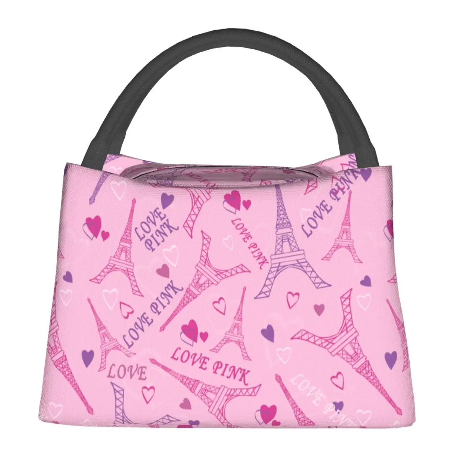 Pink Lovers Tower Insulated Lunch Bag Women Food Bag for Work Tote with Lunch Bag Kawaii Girl Shcool Picnic Office