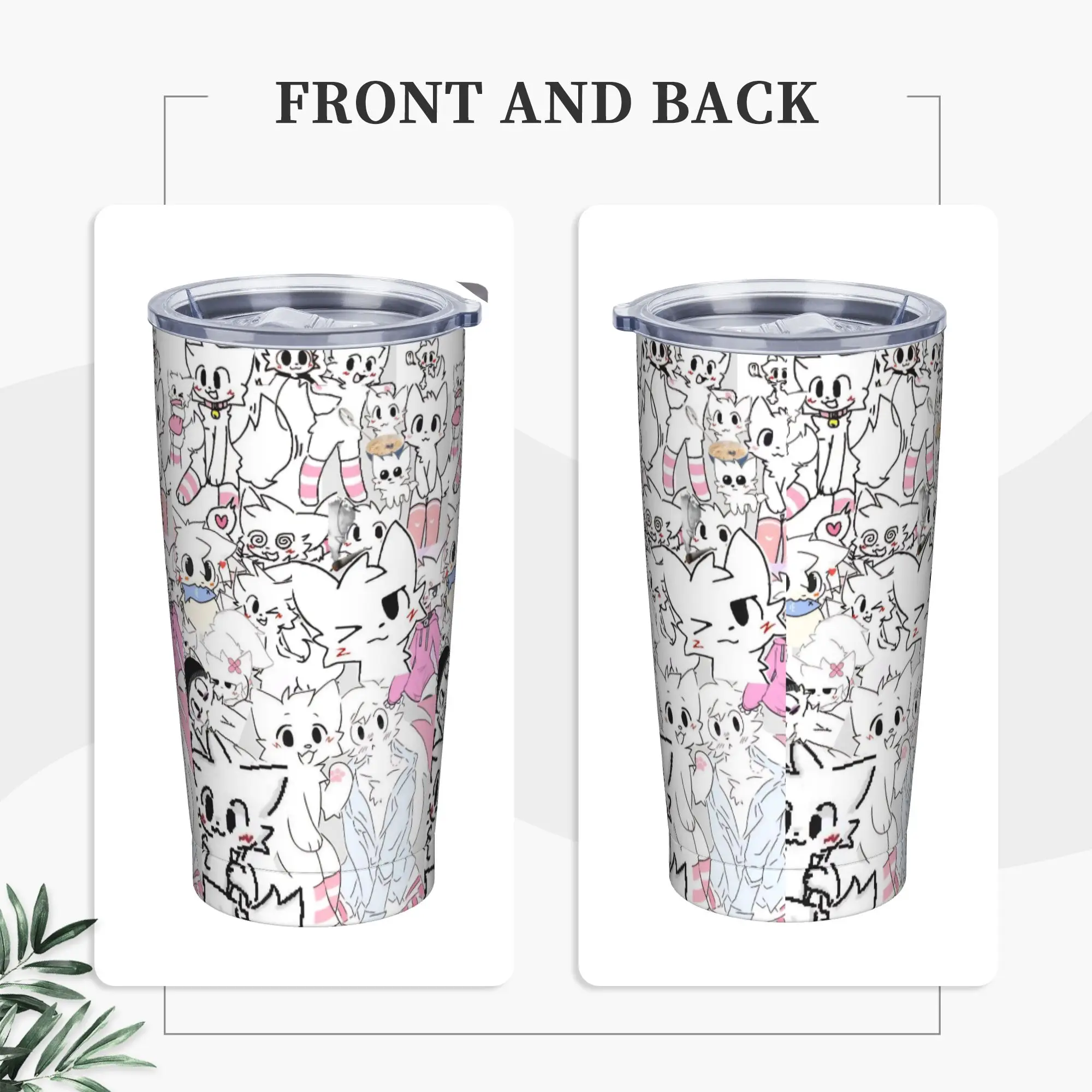 Boykissers Silly Cat Insulated Tumbler with Straws Cartoon Stainless Steel Coffee Mugs Office Home Hot Cold Drink Cup, 20oz
