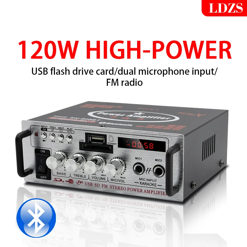 

LDZS 200W 220V 12V bluetooth Amplifier HIFI Digital Subwoofer Home Theater Amplifiers Audio Processor Power Amplifier FM USB SD