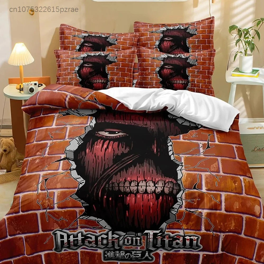 Attack On Titan Bedding Sets Cartoon Duvet Cover Girls Boys Single Twin For Bed Beautiful Holiday Gift