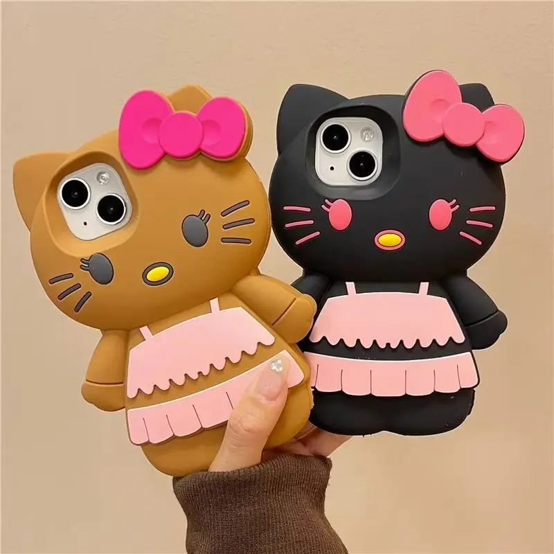 Sanrio Hello Kitty Swimsuit 3D Stereoscopic Cartoon Silica Gel Phone Case For iPhone 14 13 12 11Pro Max Y2K Girl Cute Back Cover