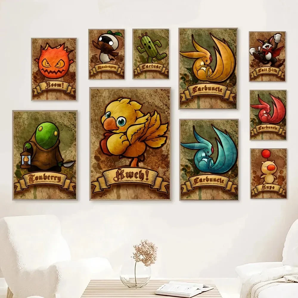 1pc Video Game Final Fantasy GF Cactuar Tonberry Kweh Poster Stickers Home Decor Aesthetic Art Mural Room Decor Digital Painting