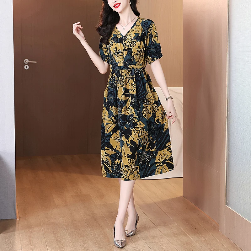 Letnie damskie satynowe Vintage luksusowe sukienki bandażowe typu Bodycon 2025 biurowa czarna kwiecista jedwabna sukienka Midi elegancka Casual Night Party Vestidos