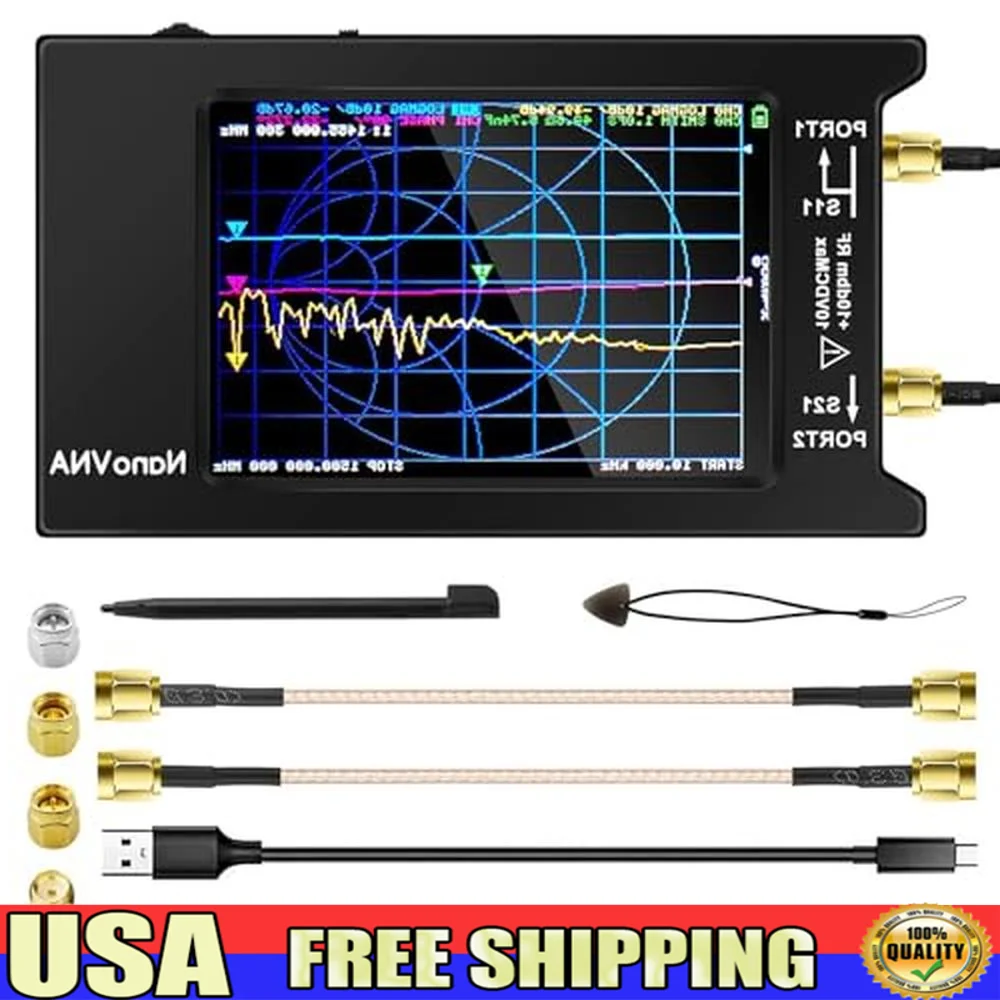 VNA Analyzer 10KHz-1.5GHz Touch Screen HF VHF UHF Ham Radio Tool Kit