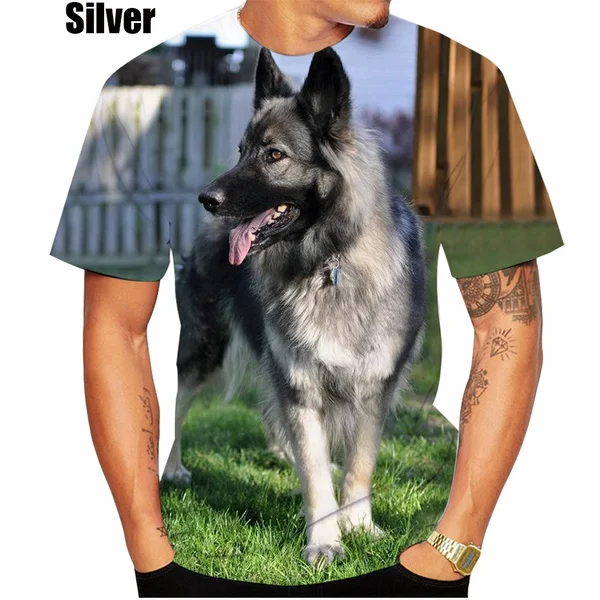 Fashion Funny 3D Printed Dog T Shirt Cute German Shepherd T-shirt for Men