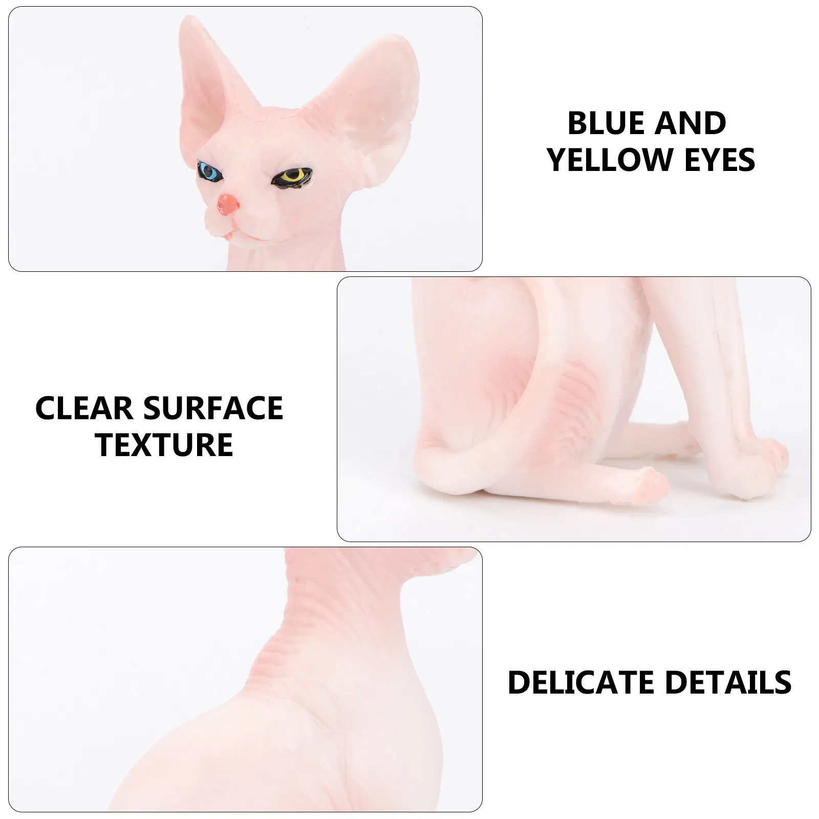 1Pcs Hairless Cat Simulation Solid Static Adornment Desktop Ornamental Cute Animal Decoration Educational Display