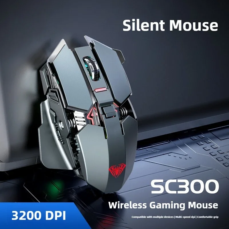 

New SC300 Wireless 2.4G Gaming Mouse RGB 3200dpi Rechargeable Silent Mechanical Mouse E-sports for Desktop Computer Laptop Gift