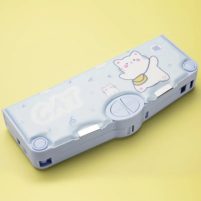 Multifunctional Pencil Box for Boys and Girls Sticker Eraser Ruler Stationery Storage Students Cartoon Pen Holder High-Capacity