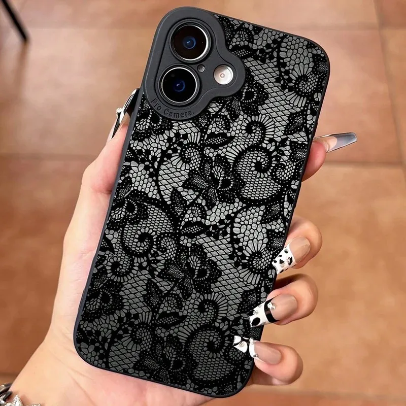 Detailed Lace Floral Pattern Phone Case For Samsung Galaxy S26 S25 S24 S23 S22 S21 S20 Note20 Edge FE Plus Ultra 4G 5G Silicone