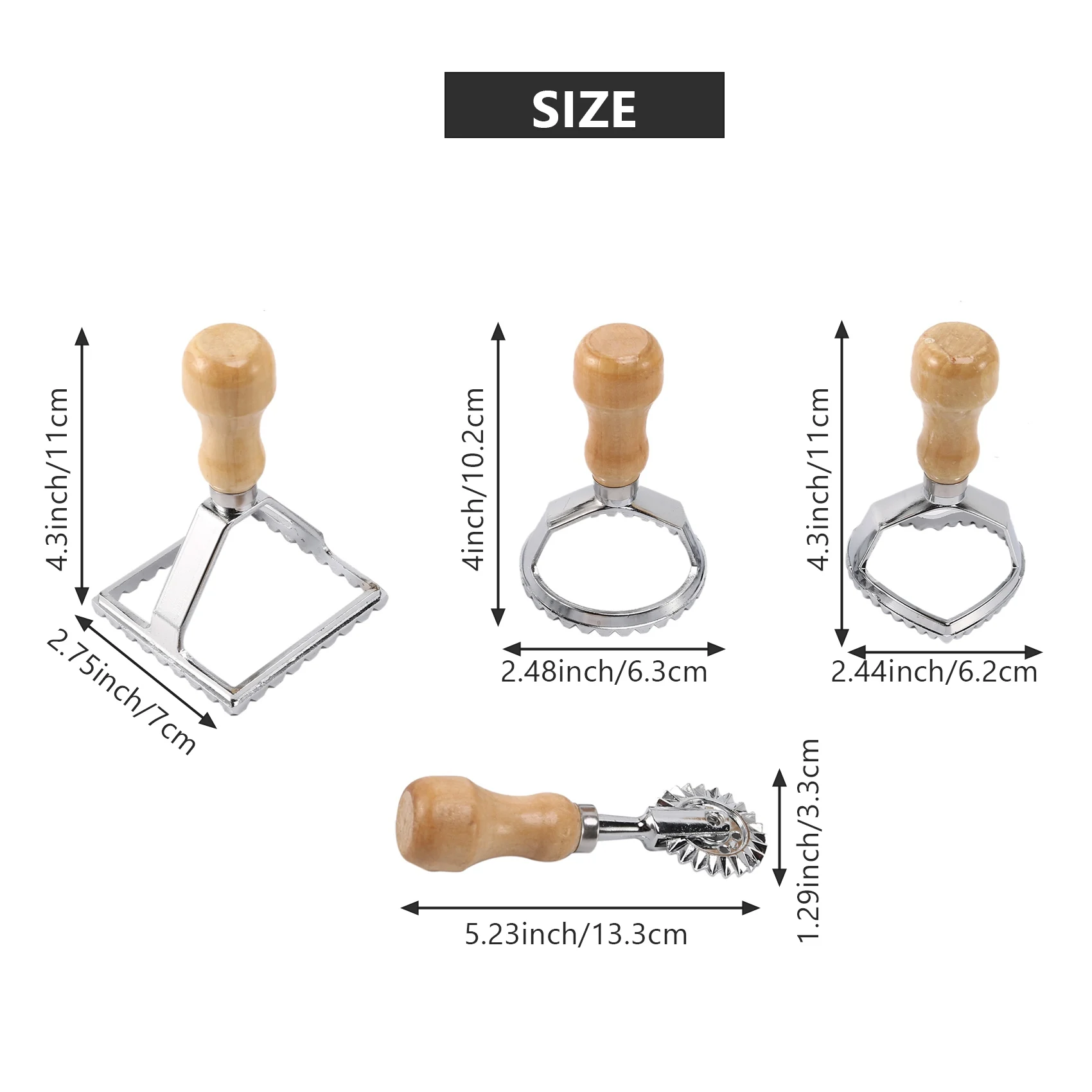 A7THK-Italian Ravioli Cutter Set Pasta Press Kitchen Attachment Kit Ravioli Maker Mold Tool Ravioli Stamp Set Pastry Wheel 4Pc