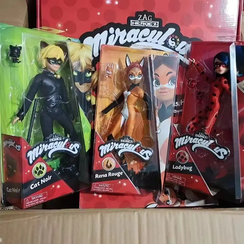 In Stock 27cm Miraculous Anime Figures Tales Of Ladybugs Mister Bug Marinelles Cat Noir Action Movable Joint Model Toy Girl Gift