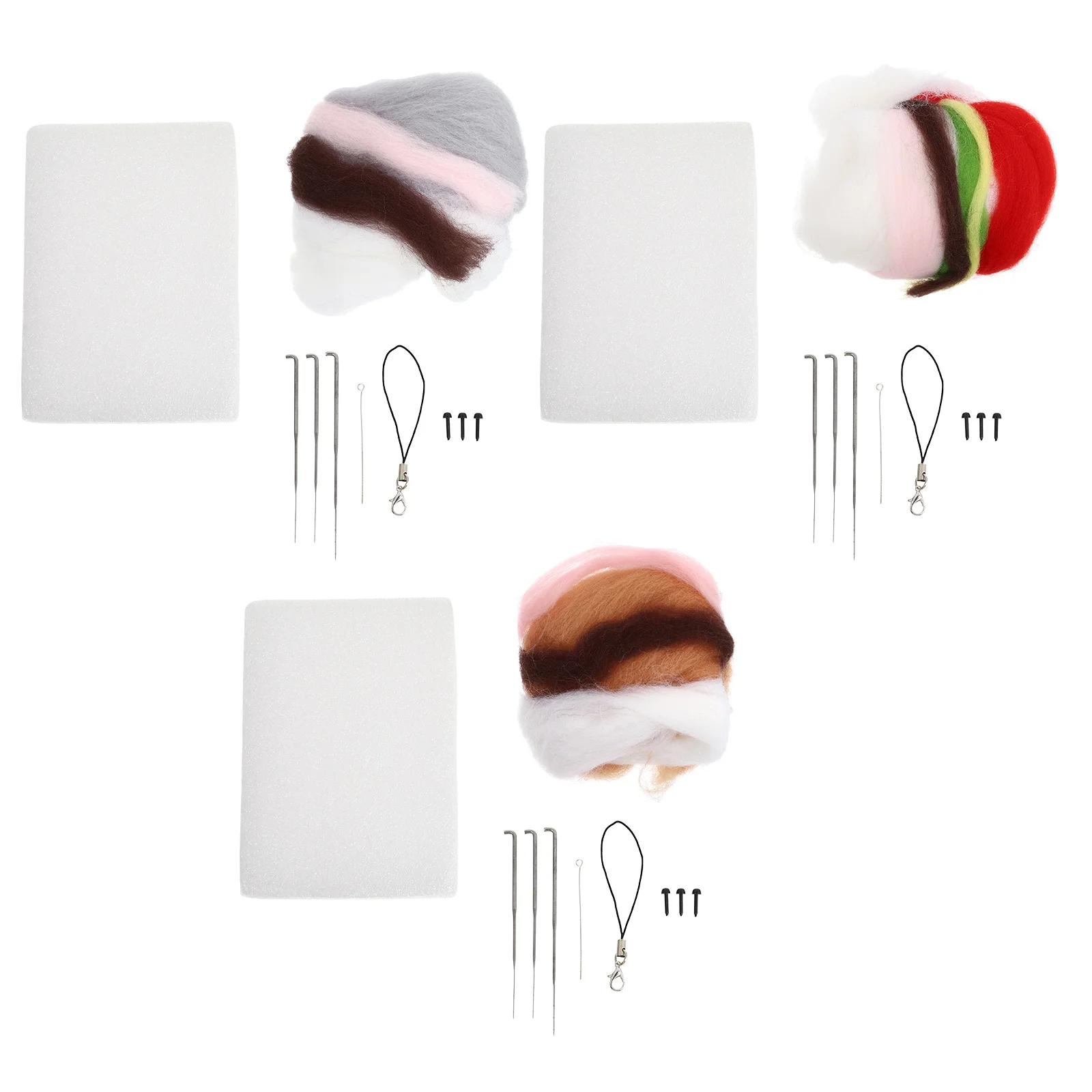

3 set 3 Sets Wool Felt Diy Material Kit Adorable Animal Needle Felting Craft Kit For Kids Beginners Hamster Rabbit Dog Felting
