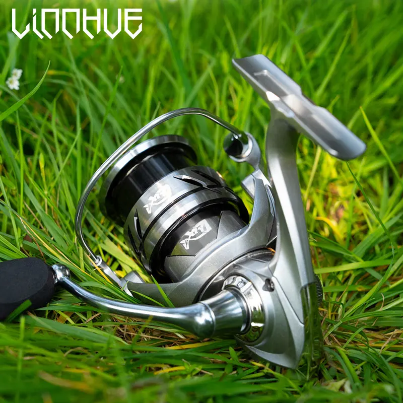 LINNHUE Fishing Reel LUKINT1500-3000 Ultra Light Metal Spool Double Handle Grip Carp Fishing Accessory Silver Sea Spinning Reel