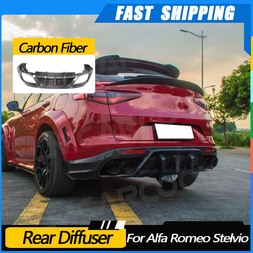 

JMCARCOOL Для Alfa Romeo Stelvio 2017-2019: Задний диффузор с карбоновыми плавниками в стиле Shark, спойлер, накладка на бампер, защитные элементы