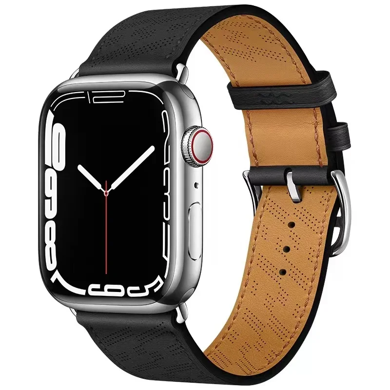 

Leather Strap For Apple Watch Band 49mm 45mm 44mm 41mm 40mm 42mm 38mm Breathable Bracelet Belt iWatch Ultra/2 10 9 8 7 6 5 4 SE