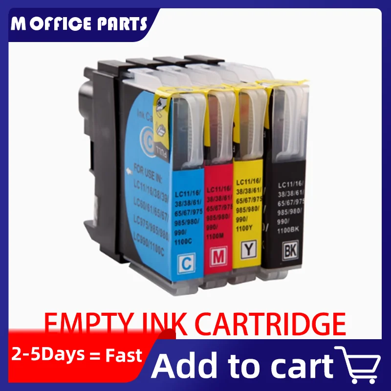 LC38 LC39 LC61 LC65 LC980 LC985 LC990 LC1100 Refillable Ink Cartridge For Brother DCP-J125 185C 195C J315W printer