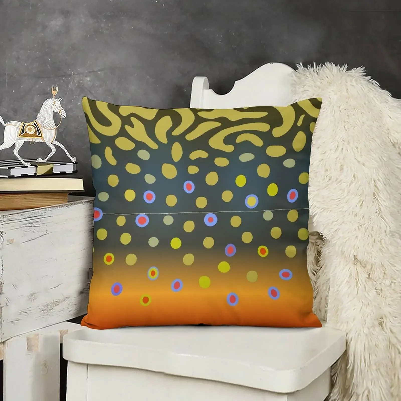 

Brook Trout Skin Throw Pillow Cushion Child Sofa Cover luxury decor pillow