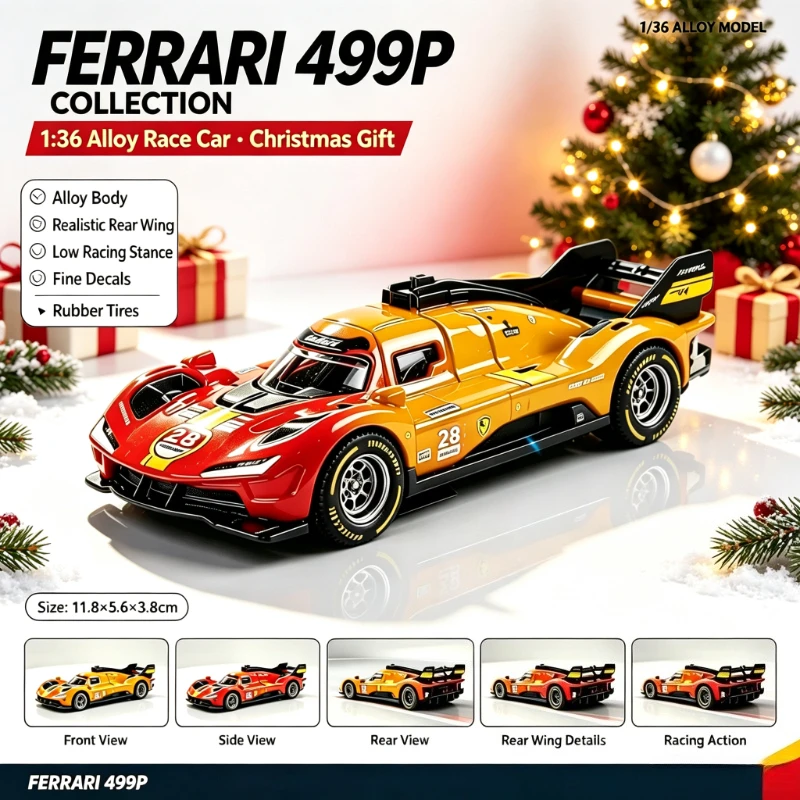 New 1:36 Le Mans Endurance Racing Alloy Car Model, Diecast Pull Back Race Replica, Fine Interior Details, Simulation Vehicle For
