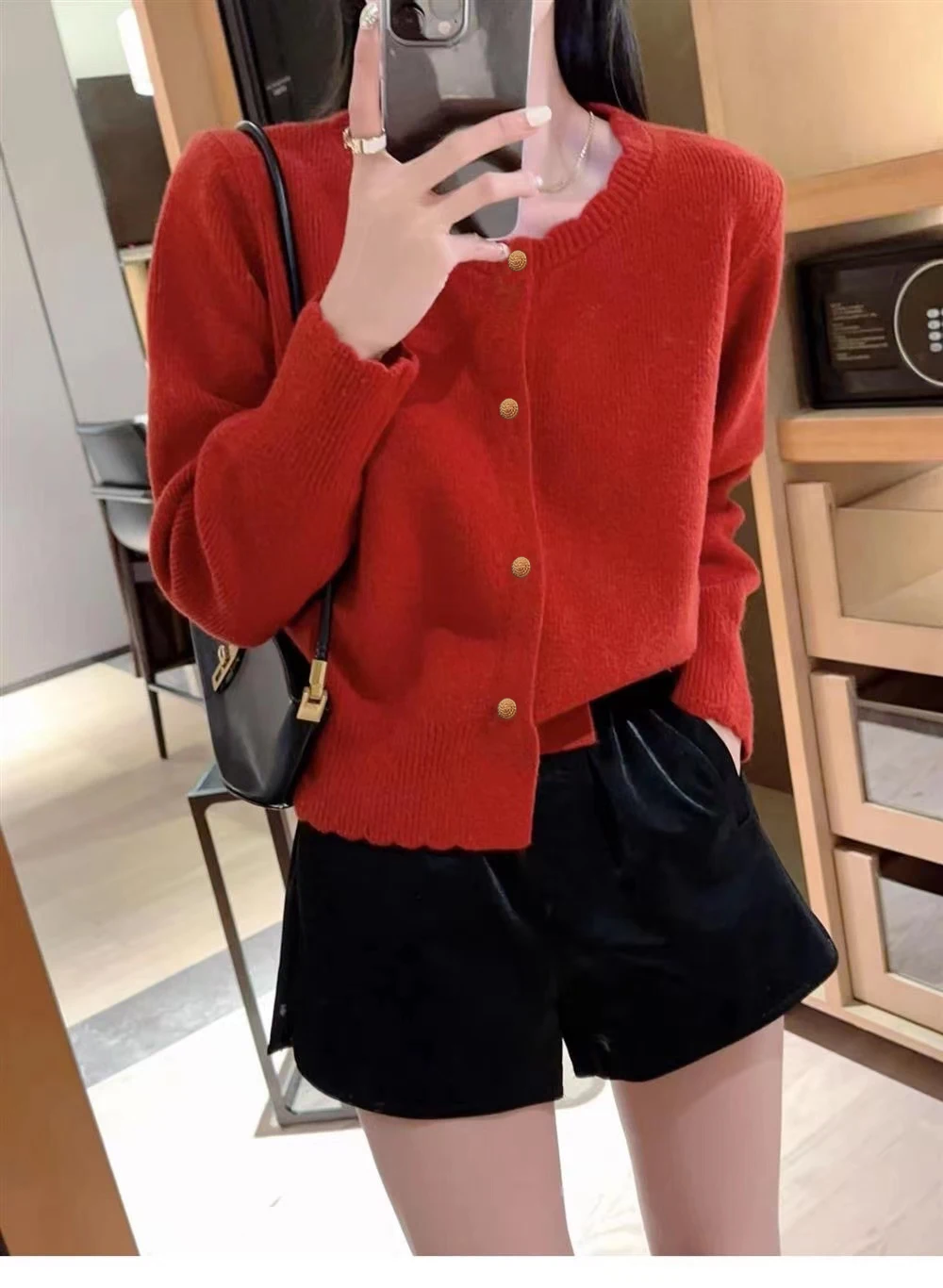 

Лидер продаж, женский вязаный кардиган из 100% чистой шерсти, свитер с круглым вырезом, модная облегающая короткая куртка, женский свитер с длинными рукавами