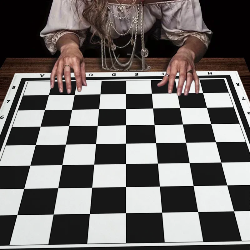 1pc Black & White Chessboard Tarot Tablecloth – Magic Crystal Ball & Grid Design for Divination & Rituals party table cloth