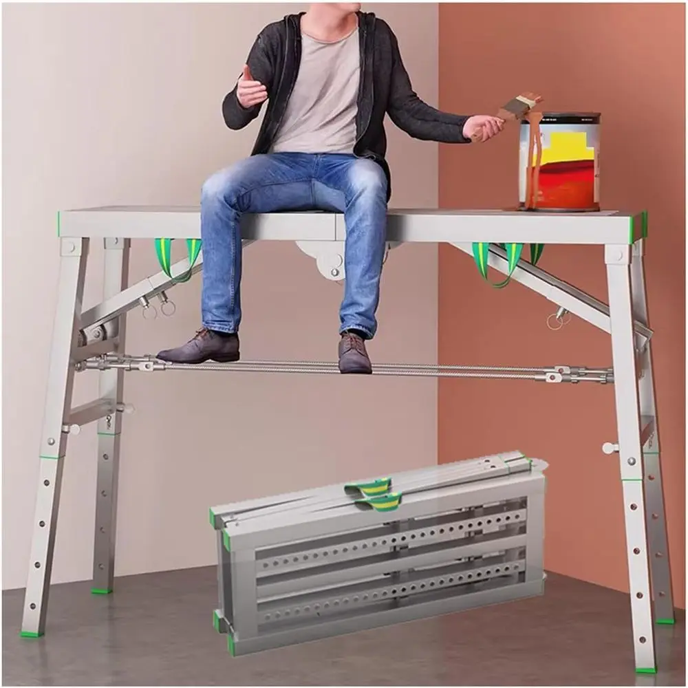 Height Portable Folding Scaolding Workbench 5 Gear Step Ladders Multipose Platform Scaold
