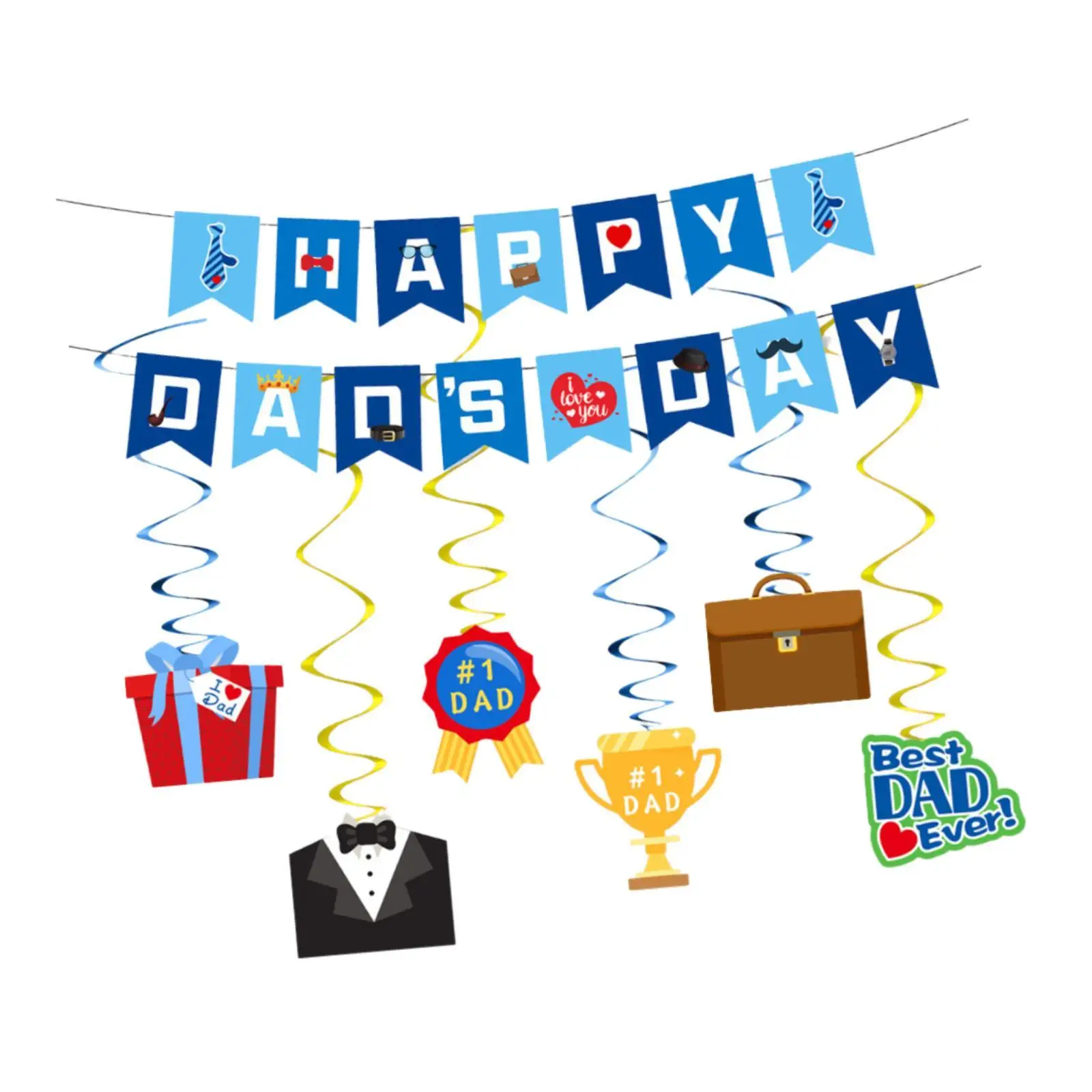 

Happy Father's Day Banner Reusable Party Supplies Photo Props Novelty Home Decor Hanging Ornament for Holiday Backyard Farmhouse