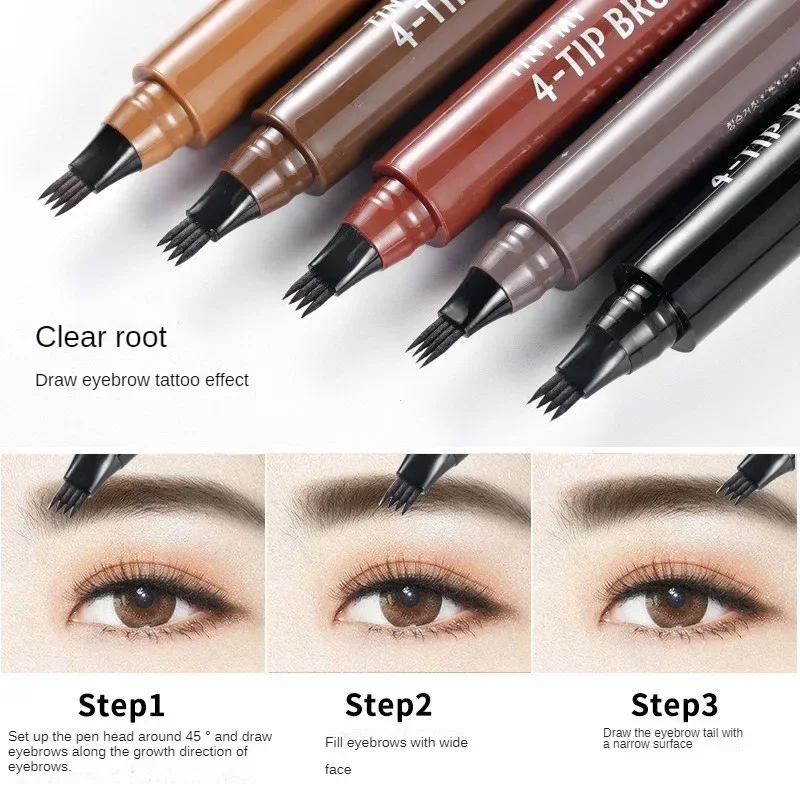 5 Colors Microblading Eyebrow Pen Waterproof Liquid Eyebrow Pencil Long Lasting Eyebrow Tattoo Pen 4 Oints Brow Pen Cosmetics