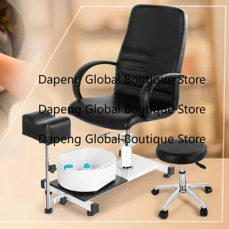 Hydraulic Rotatable Foot Bath Massage Workstation Nail Foot Beauty Rest Chair With Washing Basin
