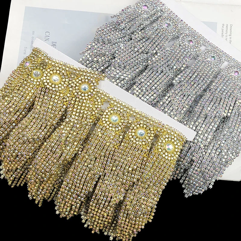 

4.5m Embroidery Tassel Rhinestone Chain Lace DIY Ethnic Apparel Trims Shoe Hat Clothing Decorative Accessories 6.5cm Wide