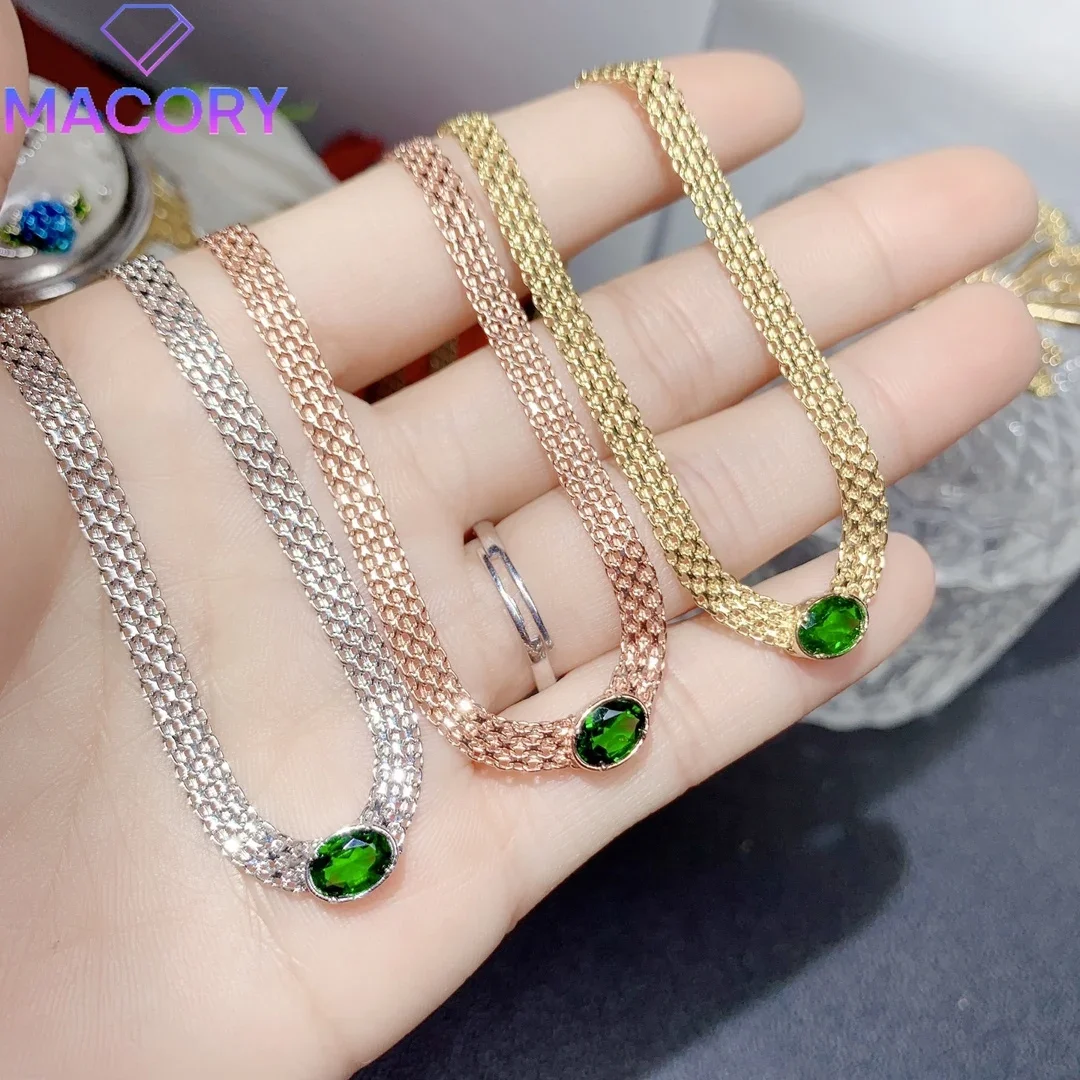 

925 sterling silver jewelry certification original natural diopside necklace female free shipping silver pendant boutique.