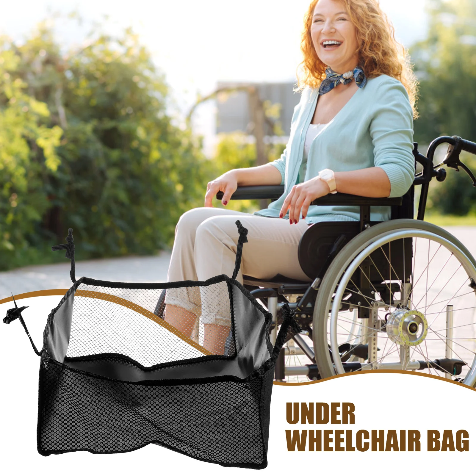 

Wheelchair Storage Underseat Portable Organizer Adults Black Walker Seat Bag Mesh Pouch Disability Aid Foldable Travel