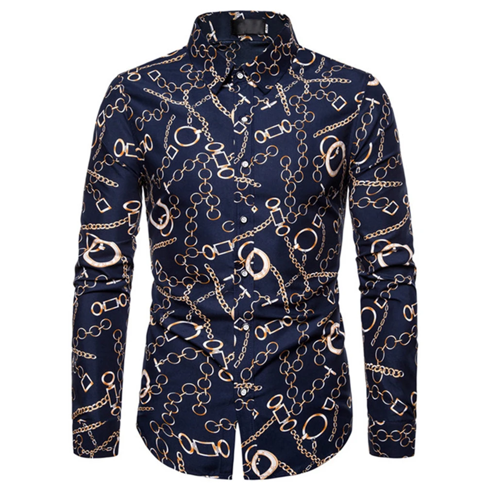 Comfy Fashion Shirt Tops Men Print Regular Slight Stretch Cardigan Casual Lapel Long Sleeve Male Daily Holiday