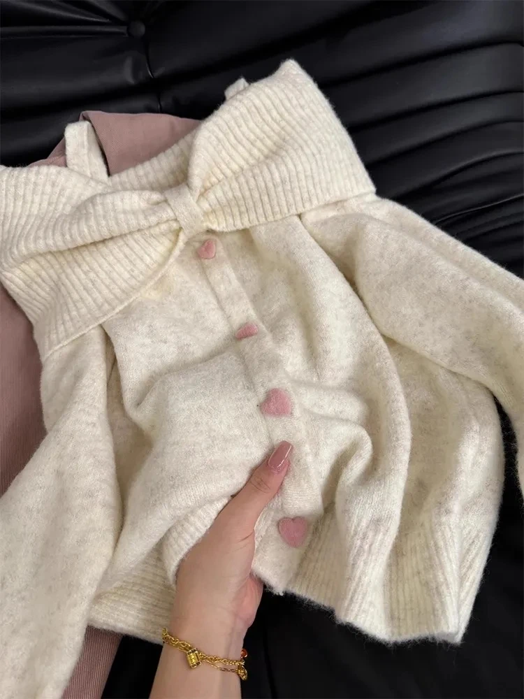 

EOTVOTEE Cardigans for Women Slash Neck Single Breasted Casual Sweater Autumn New Fashion Off Shoulder Female Knitted Outerwear