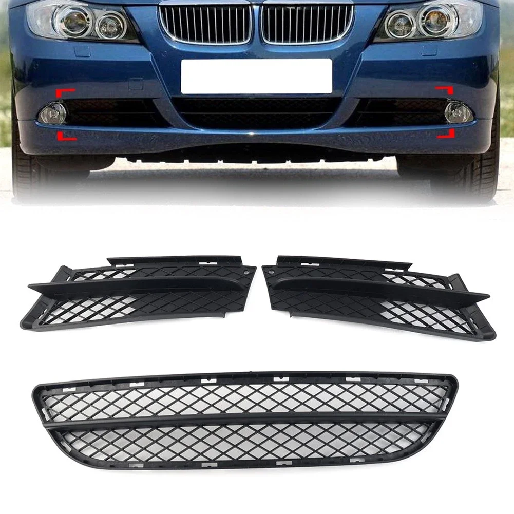 Для BMW 3-й серии E90 Седан 2005-2008: Нижняя решетка переднего бампера, центральная решетка воздухозаборника, накладка на решетку