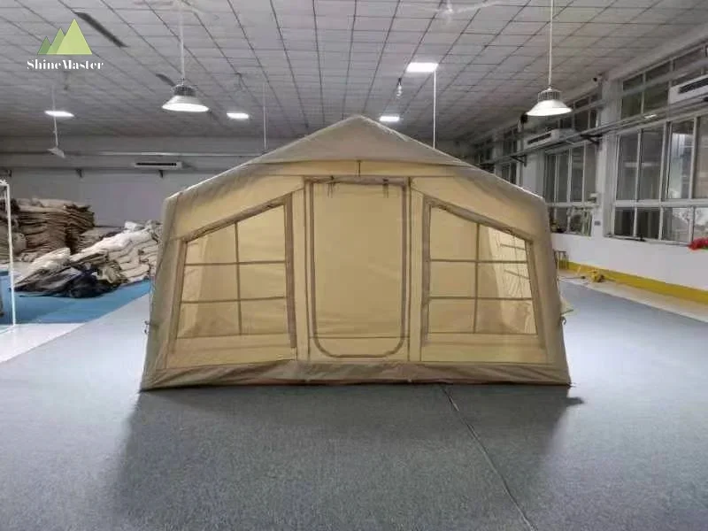 Professional OEM 3x4m Folding Camping Used Canvas Inflatable Tents Olive Green Winter Outdoor Tent