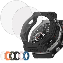 TREX3 소프트 TPU 보호대 케이스 및 강화 유리, Huami Amazfit T-REX 3 커버, 중공 보호 쉘 프레임 스마트 워치