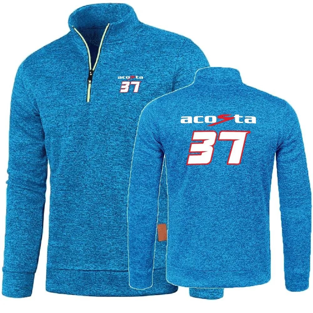 Men\'s Hoody Pedro Acosta 37 GP Retro Motorcycle  Sweatshirts Men Pullover Sweater Half Zipper Fleece Pullover Soft Shell Jacket