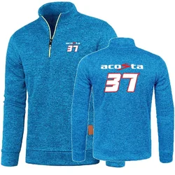 Men's Hoody Pedro Acosta 37 GP Retro Motorcycle Sweatshirts Men Pullover Sweater Half Zipper Fleece Pullover Soft Shell Jacket