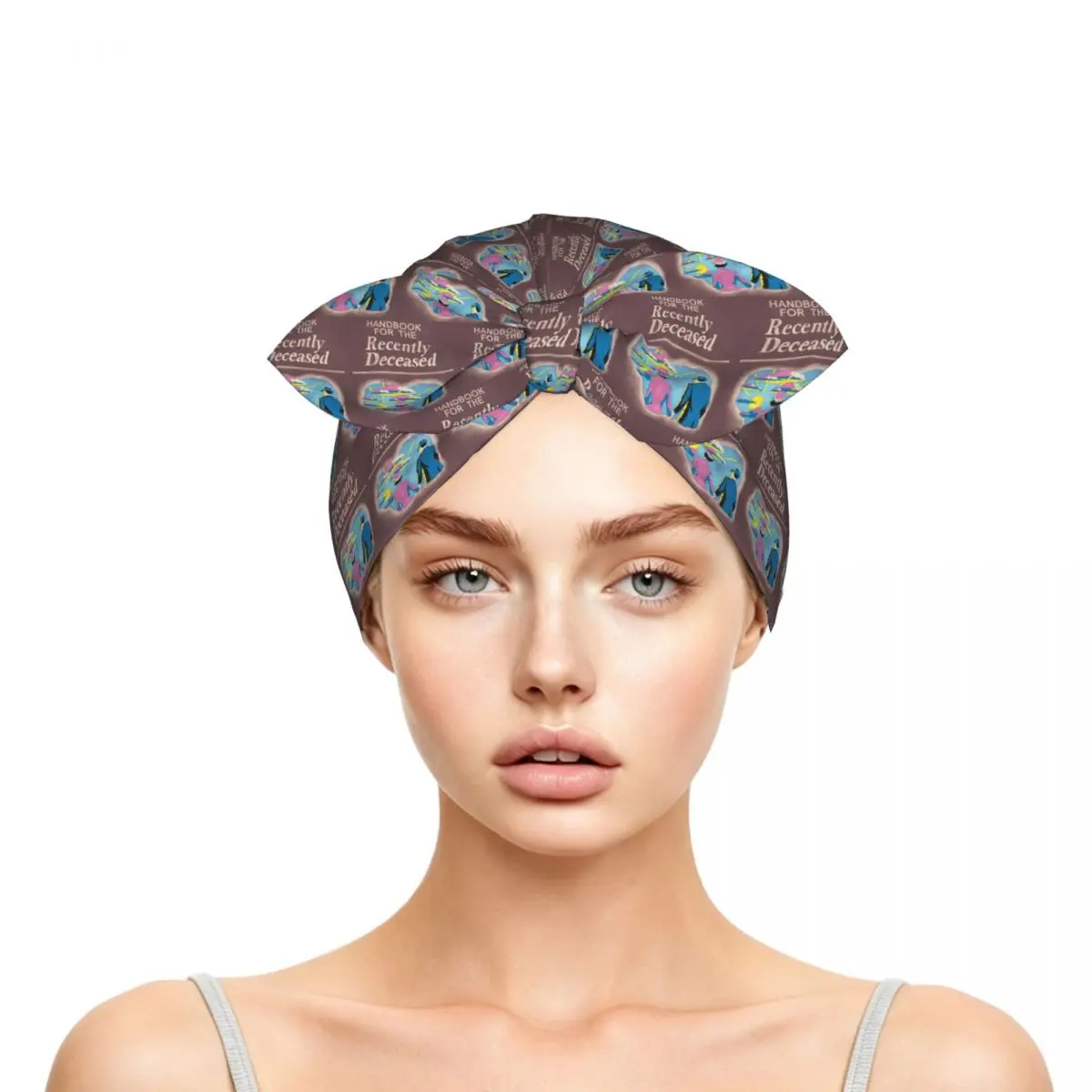 Handbook For The Recently Deceased Sleep Bonnet Double Layer with Adjustable Bow, Reversible Hair Cap for Curly Braids Hair