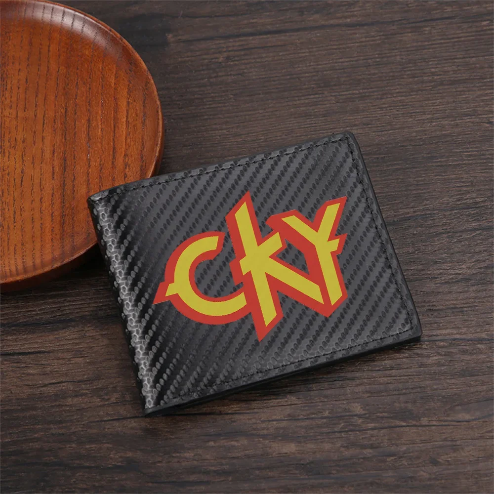CKY logo yellow red bold design Men's Wallets Simple Business Modern Stylish Printing Design Gifts For Father Boyfriend Christma