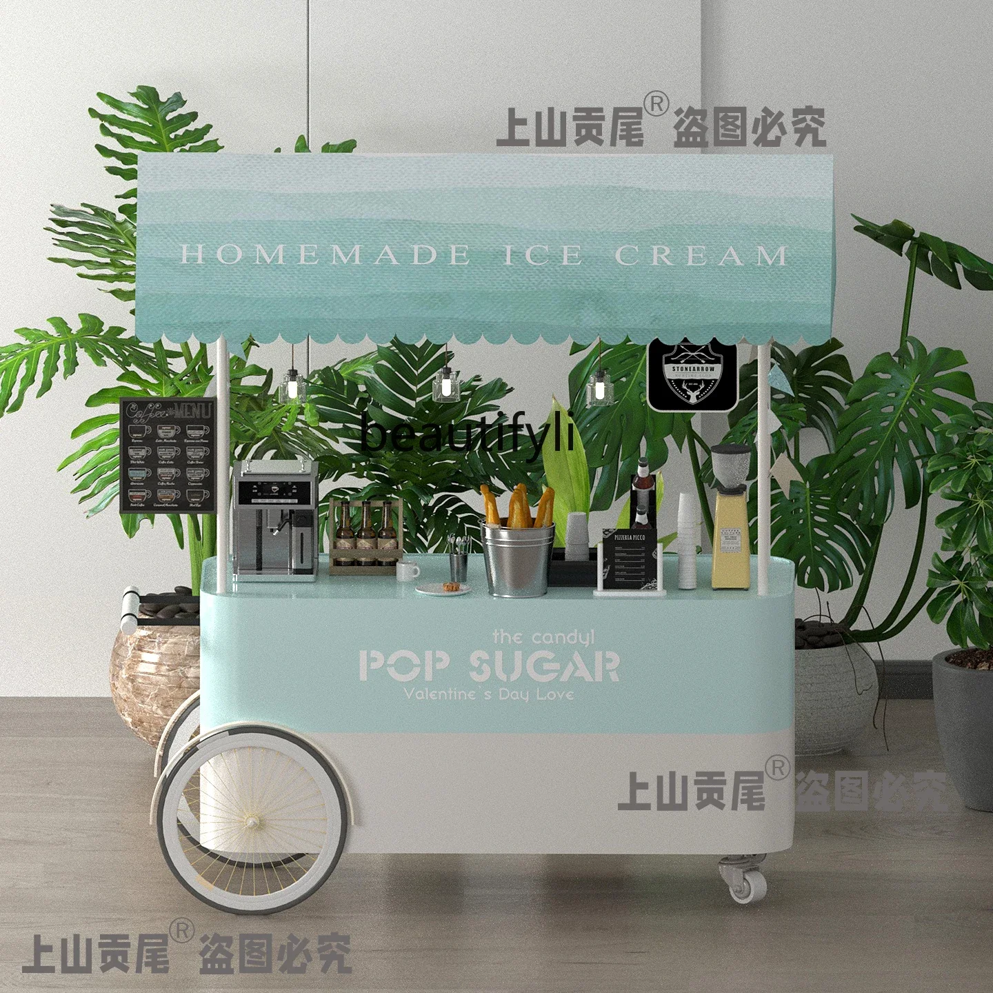 

a38 Outdoor night market float shopping mall wrought iron stall selling mobile promotional stall car