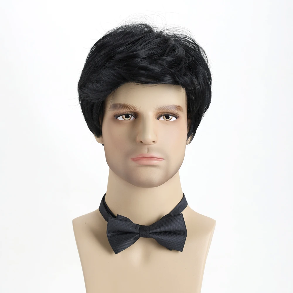 10 Inch Curly Wig Synthetic Short Brown Wig Hair For Men Suitable For Daily Use  Ball Christmas Halloween Music Festival Wedding image 2