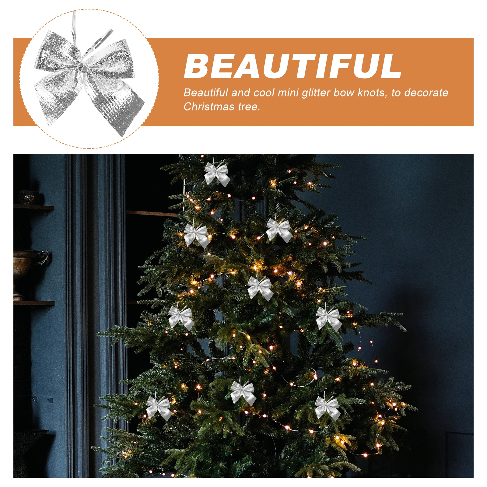 

24Pcs Christmas Glitter Bowknot Ornaments Xmas Tree Decorations Wedding Anniversary Christmas Bowknot Decor Bow Gift Decoration