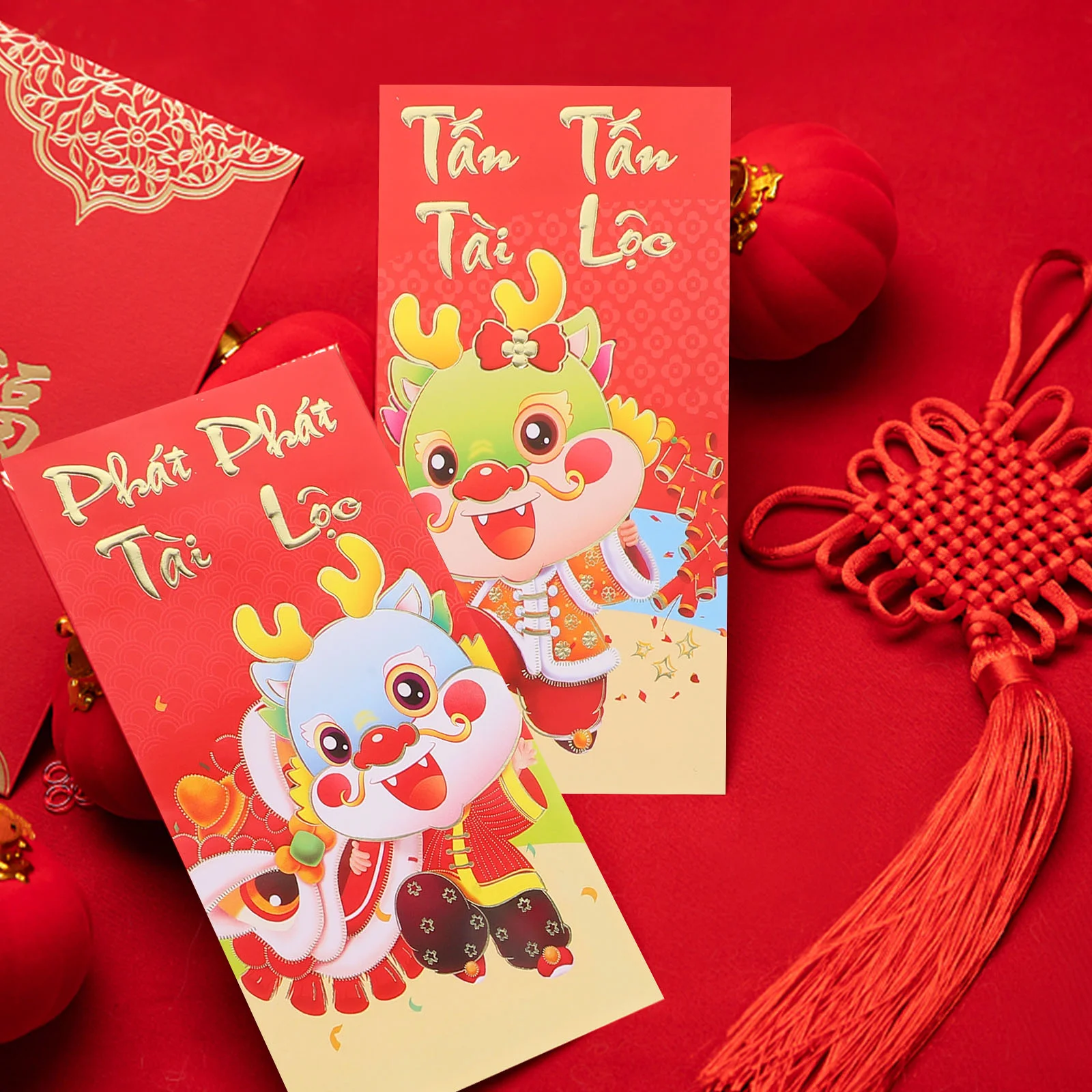 36 Pcs Vietnamese Red Envelope Cartoon Luck Money Bag Lucky 2024 Bags Dragon Envelopes Ceremony Packet Pouch