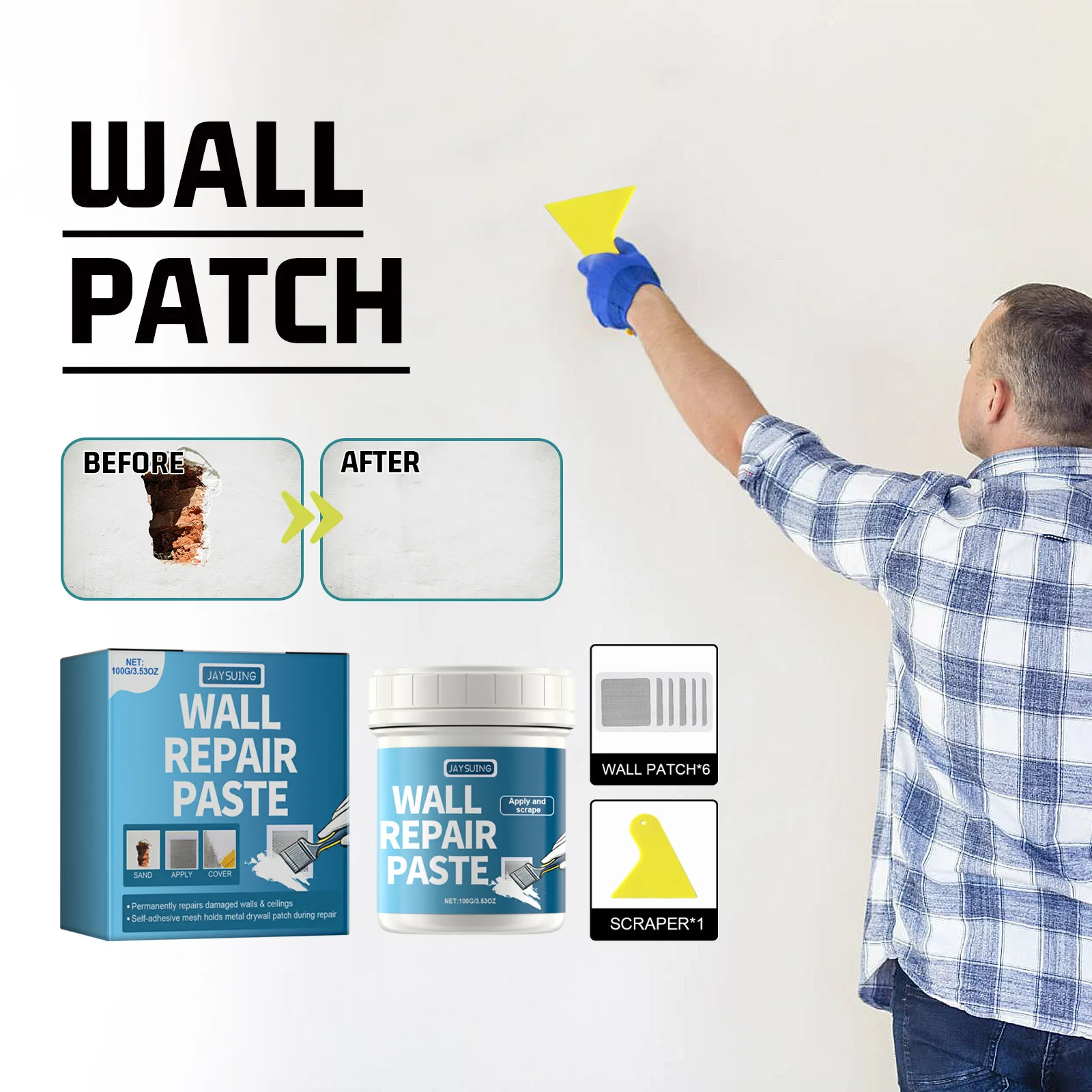 Wall Repair Kit Household Filler For Cracks And Stains Quick Drying